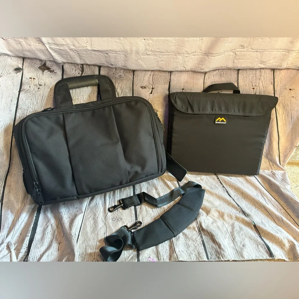 Brenthaven Laptop Messenger Bag Shoulder Strap‎ Handles Briefcase Black Carry-On